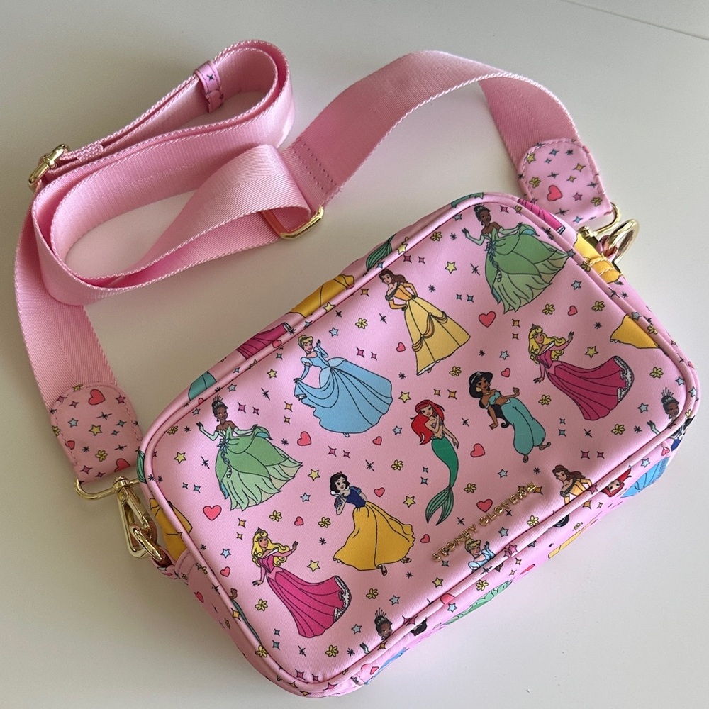 Stoney Clover Lane Disney Princess Camera Bag with Pearl Princess Bag Chain